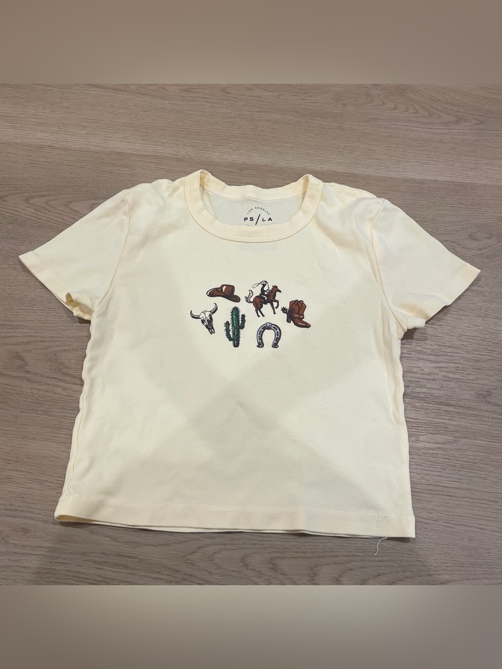 Kids Pale Yellow Western Graphic Short Sleeve Tee by